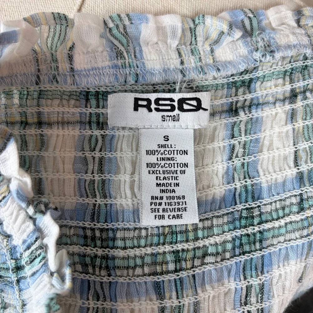 RSQ Strapless Dress in Blue and White Check - Picture 3 of 3